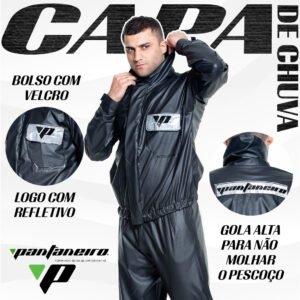 Capa De Chuva Motoqueiro Motoboy Pvc Tornado Pantaneiro Com Gola E Bolso G