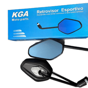 Retrovisor Tiger 1200 Rosca Honda Lente Convexa e Antirreflexo Haste Curto Lente Azul